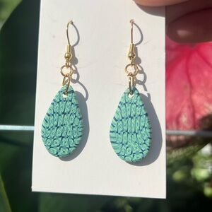 Handmade Polymer Clay Earrings Blue Green Purple
